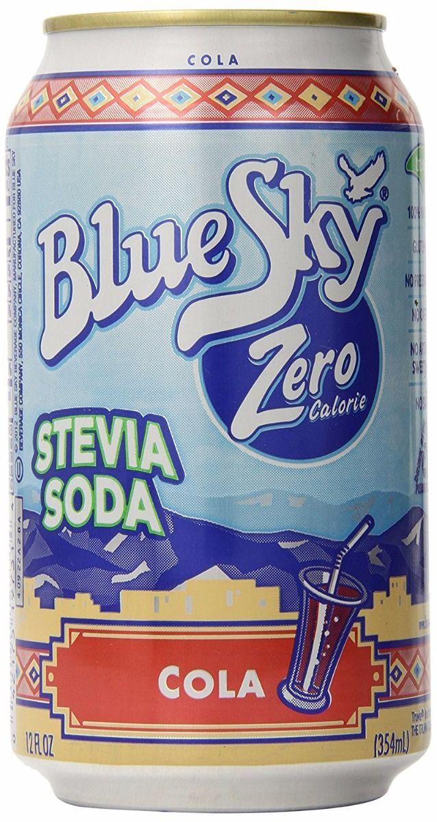 A can of Blue Sky Natural Soda, Cola Flavored
