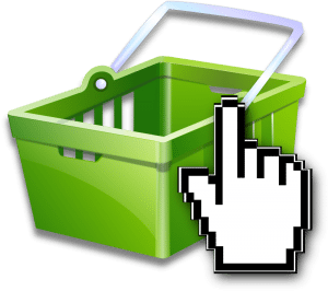 green shopping basket with mouse cursor