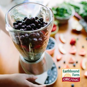 Blender with fruit from Earthbound Farm