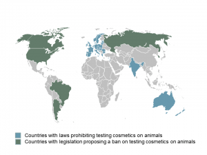 map that shows which countries have banned animal testing