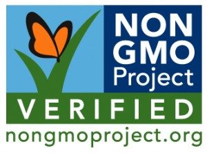 The Non GMO Project Verified logo, with an orange butterfly sitting on a green check mark.