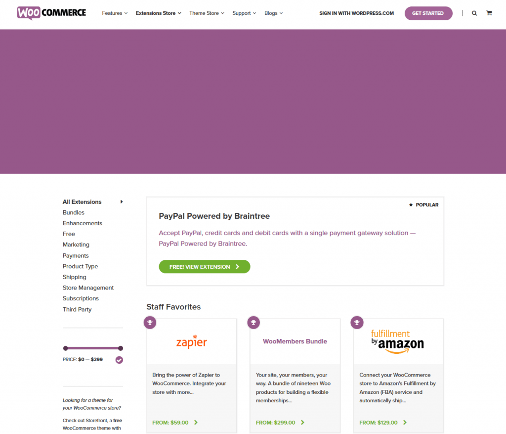 The WooCommerce Extensions Store.