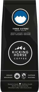 Kicking Horse Three Sisters medium roast coffee.