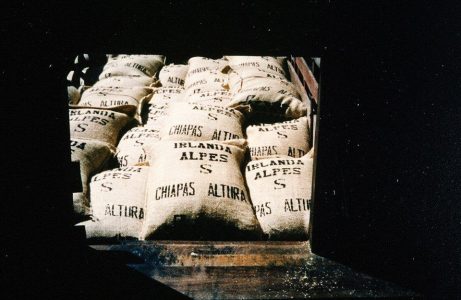 Bags of Mexican Cafe Altura coffee.