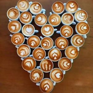 Heart made of coffee cups