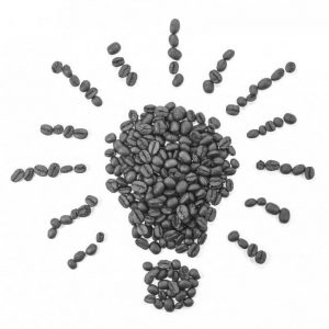 Lightbulb made of coffee beans