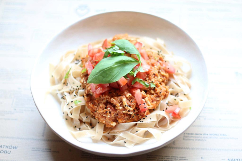 Gluten-Free pasta with tomatoes and basil
