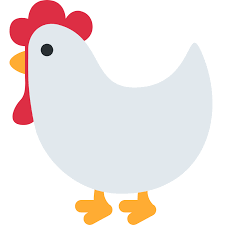 A white illustrated chicken
