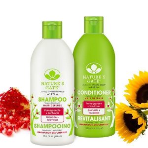 Instagram post @naturesgateofficial pomegranate and sunflower shampoo and conditioner