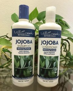 Instagram post @millcreekbotanicals jojoba shampoo and conditioner
