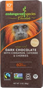 Endangered Species Cinnamon Cayenne and Cherries in Dark Chocolate