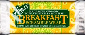 Amy's Vegetarian Breakfast Scramble wrap. Made with organic tofu, vegetables and cheese