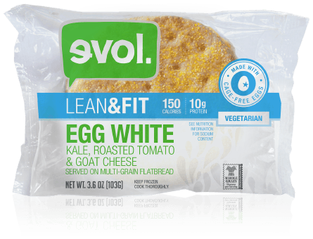 Evol Lean and Fit Egg White, Kale, Roasted Tomato and Goat Cheese Breakfast Sandwich