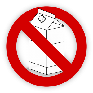 A "no milk" sign with a slash through a milk carton
