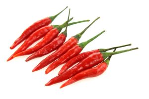A row of red chili peppers 