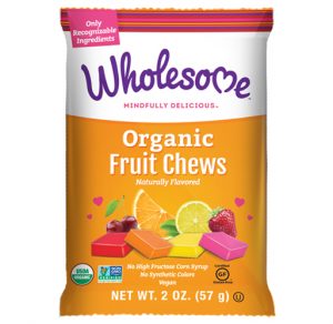 Wholesome Organic Fruit Chews. Strawberry, lemon, cherry, and orange flavors.