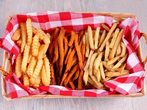 crinkle cut, sweet potato and straight cut fries