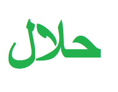 "Halal" in Arabic.