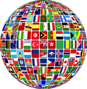 Globe with international flags