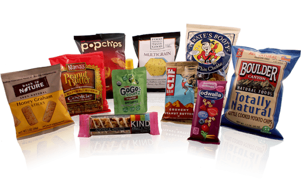 variety of healthy packaged snacks