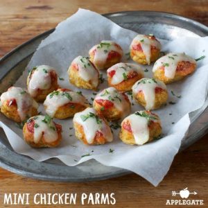 mini chicken parms made with applegate nuggets