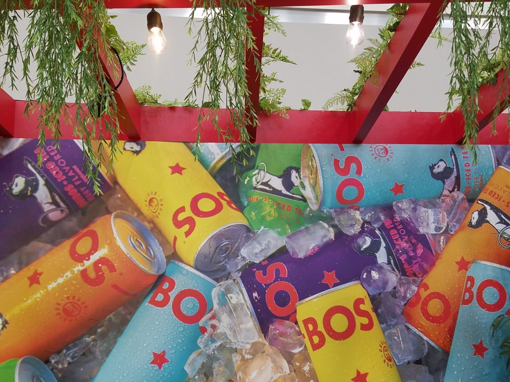 Bos mural with cans at Natural Products Expo West 2018
