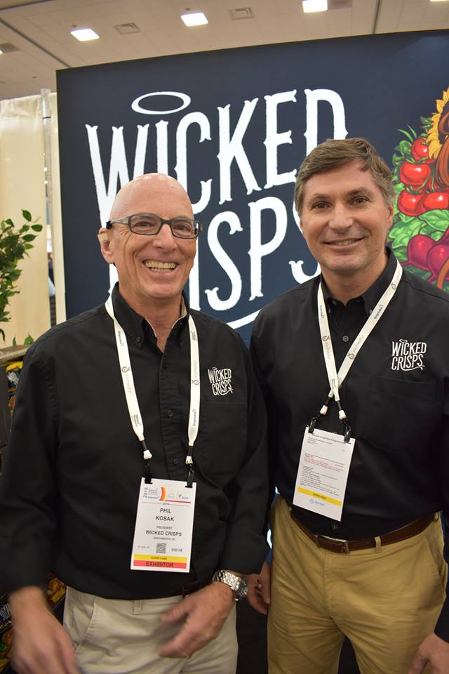 Phil Kosak (President, Wicked Crisps, left) and Jim Buck (Vice President, Wicked Crisps, right) at Expo West 2018