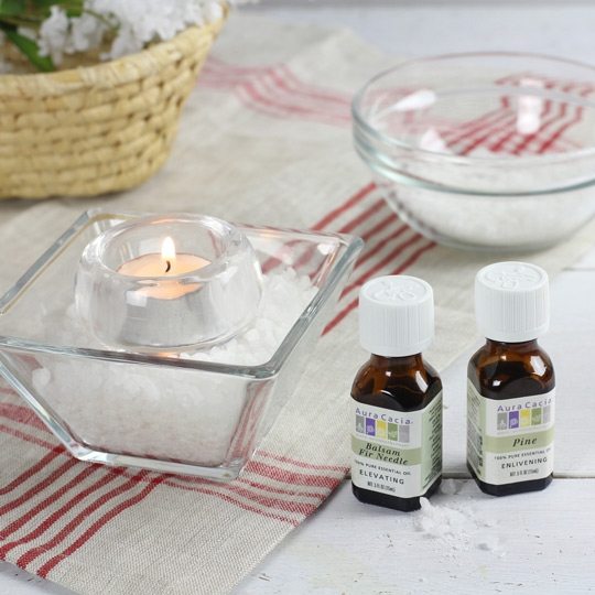 Aura Cacia Pine and Balsam Fir Essential Oil Salt Candle Diffusion