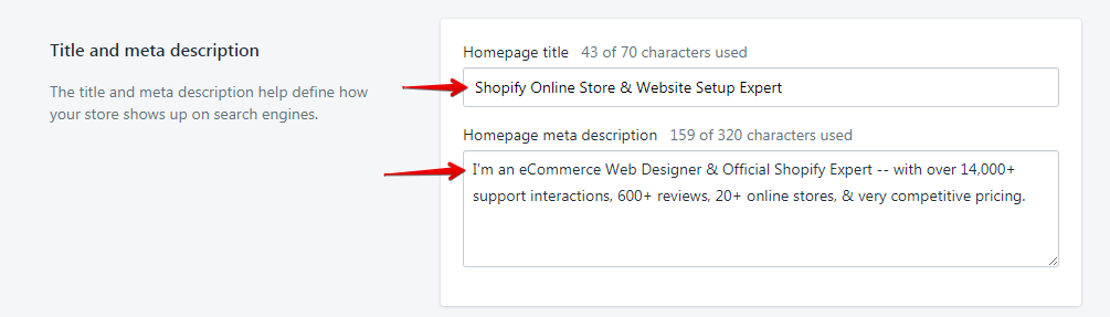 Add Titles and Meta Description Tags for Shopify SEO