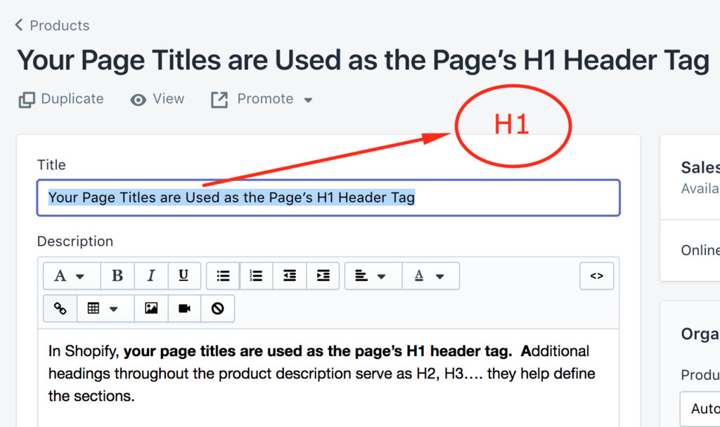 Optimize H1 and H2 Header tags for your Shopify store