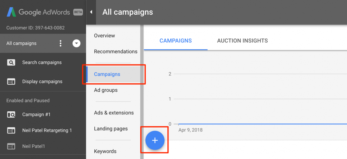 Use Google adwords to create campaigns