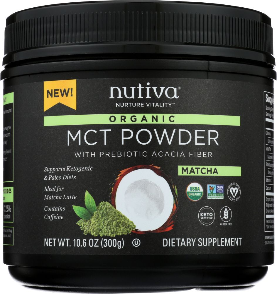 Matcha green tea powder combined with coconut MCT oil