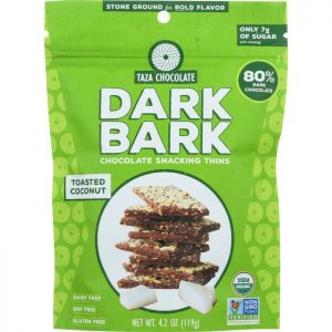 TAZA CHOCOLATE Toasted Coconut Dark Bark Chocolate Thins