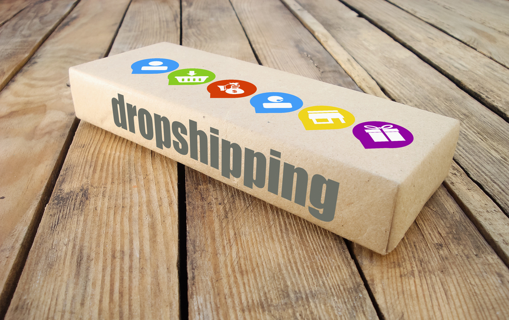 a brown paper box that reads dropshipping