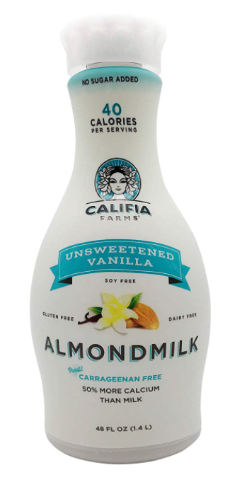 wholesale vegan food: Califia Farms unsweetened vanilla almond milk