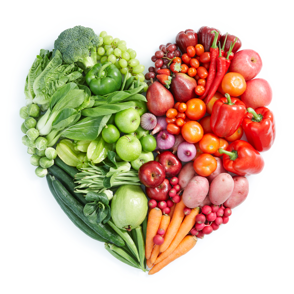 a heart shape made of vegetables. Wholesale vegan food.