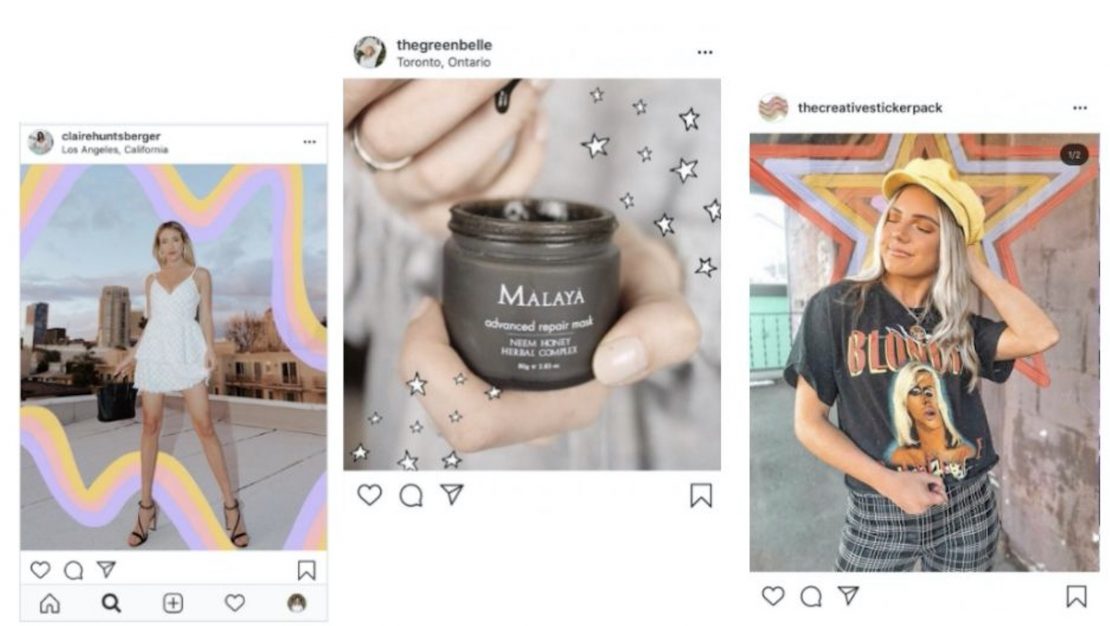 Instagram ads for dropshipping: examples of sticker overlays
