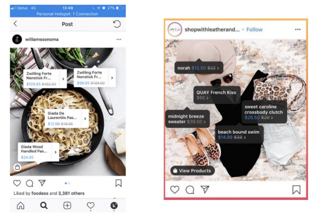 Instagram ads for dropshipping: Shoppable post ad examples
