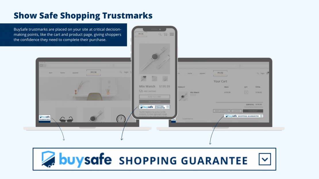 Include trust badges at critical parts of your store like the checkout page