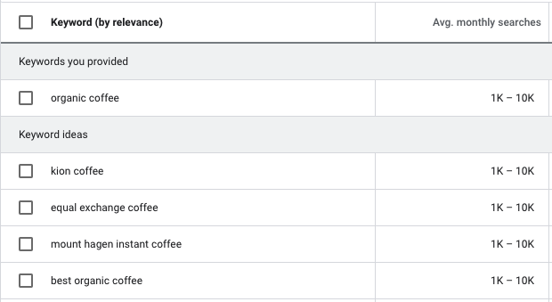 Shopify trending products: using keyword planner tool to find search volumes