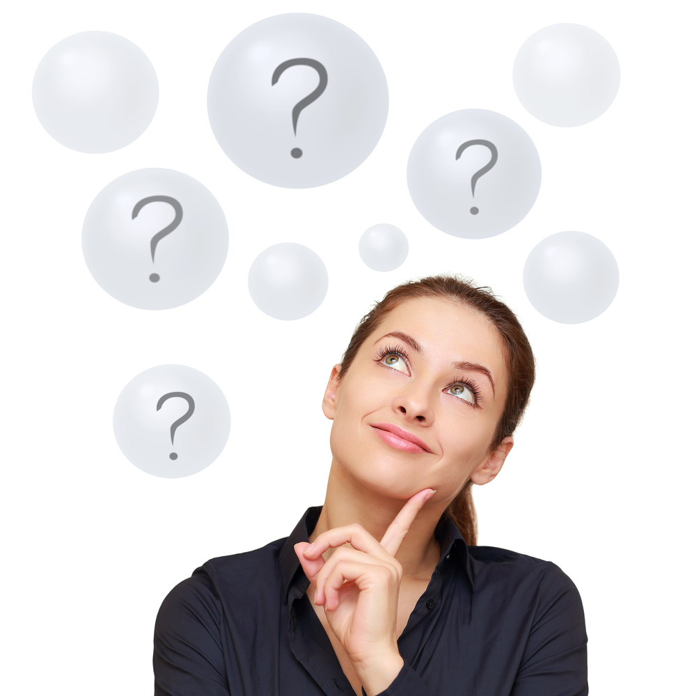 Shopify trending products: woman thinking of questions to find a problem to solve