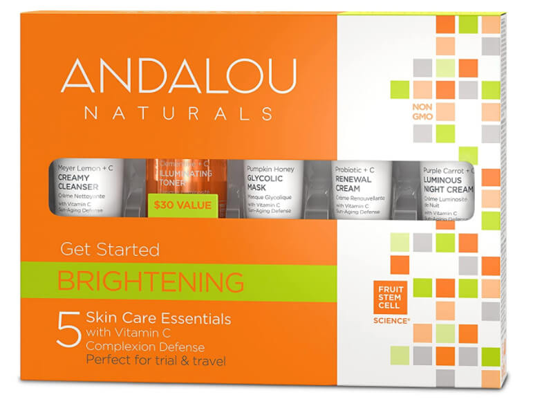 wholesale skin care products: Andalou Naturals Brightening 5-pc kit