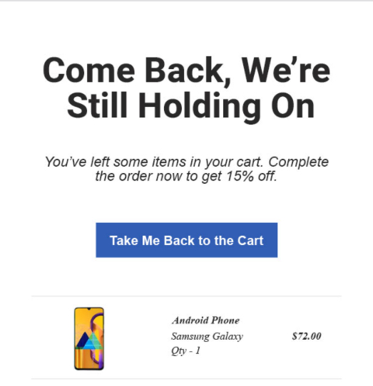 abandoned cart call to action button example