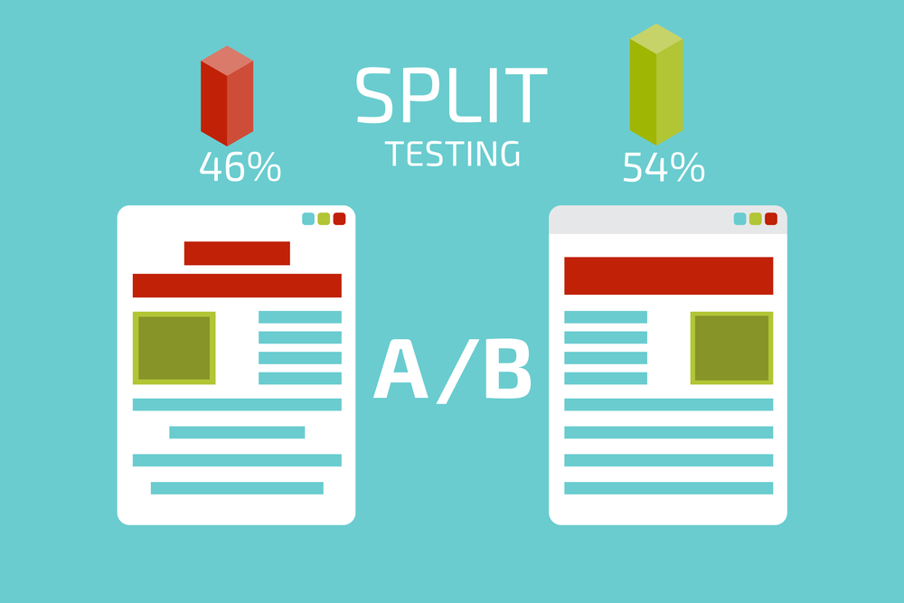 A/B split testing graphic example. How to increase dropshipping and eCommerce sales.