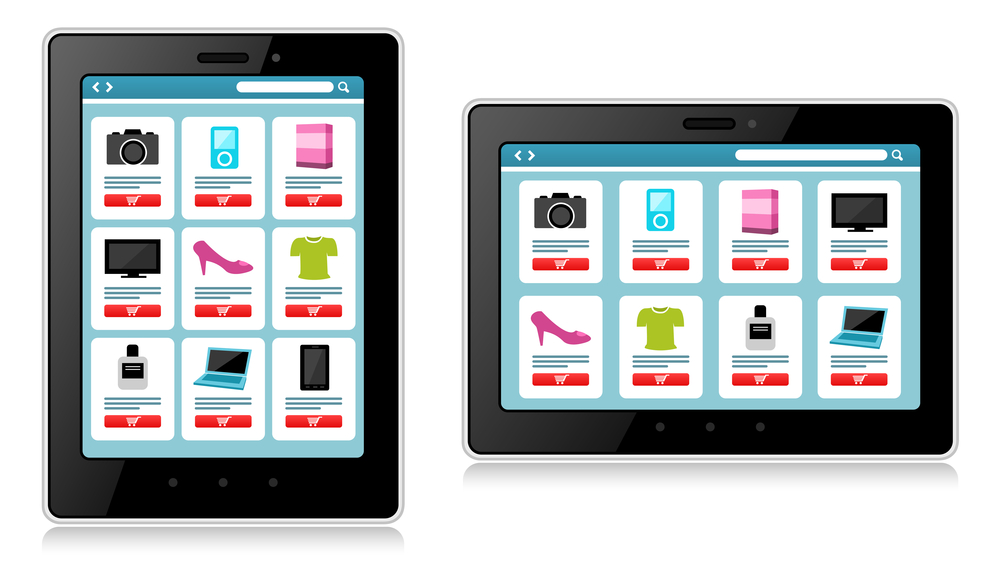 illustration of online store product pages