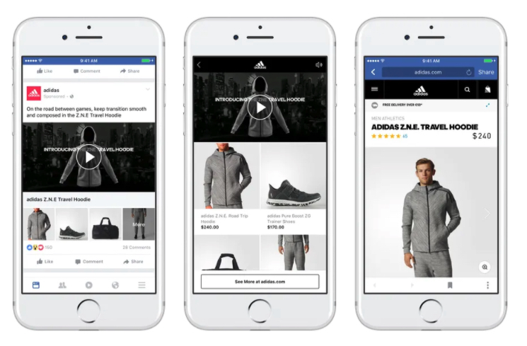 Facebook video ads for dropshipping 3 examples of ads on 3 different mobile devices