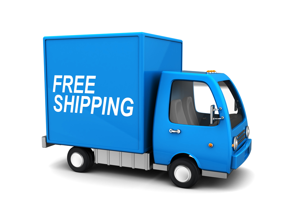 Deliver truck with the words "free shipping" on the side